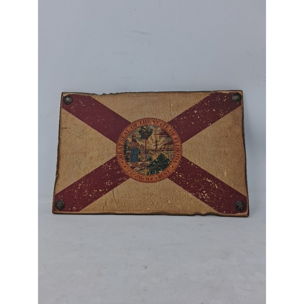 1923 Trading Co Florida State Flag Rustic Wood Wall Art Distressed Decor Sign